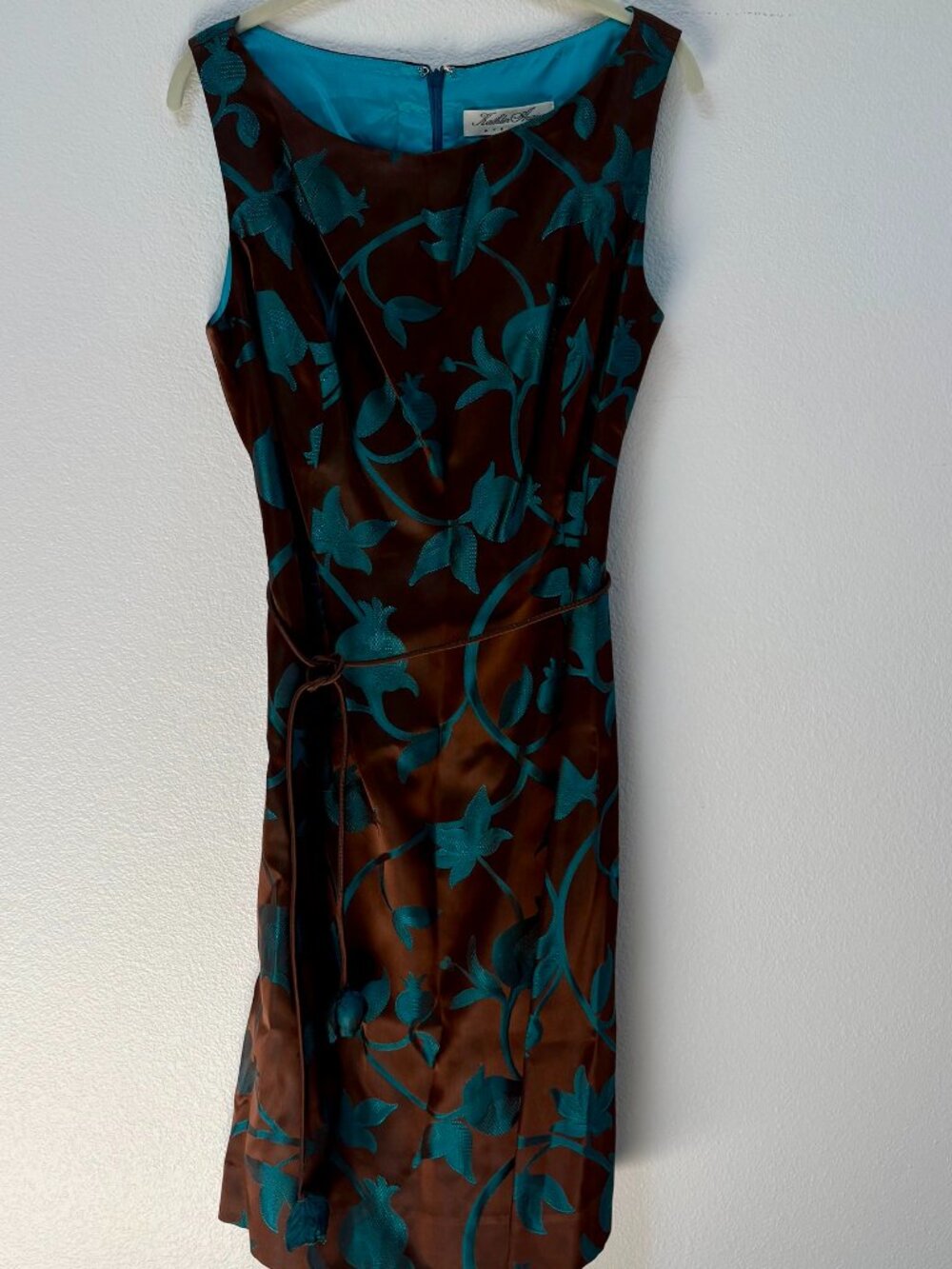 Kathlin Argiro Atelier Silk Floral Dress 12 Brown Teal Y2K Wedding Guest